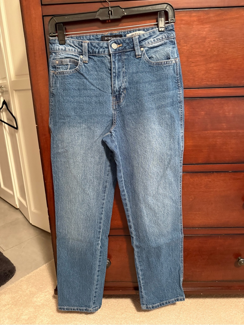 BCBGeneration Straight Leg Jeans - Mid Blue Denim